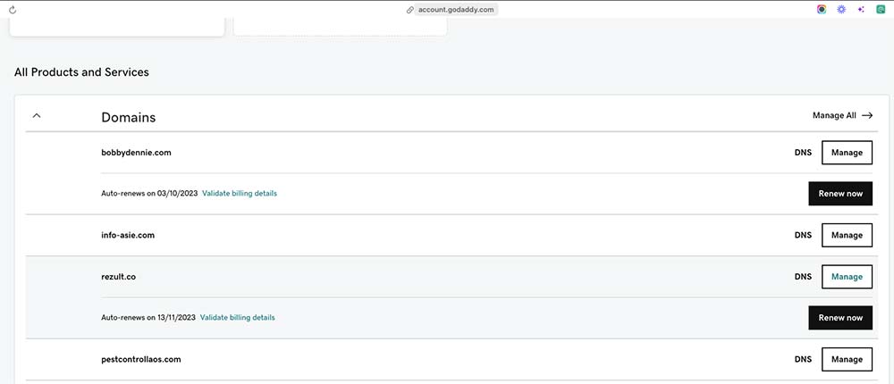 godaddy domain search change the name server
