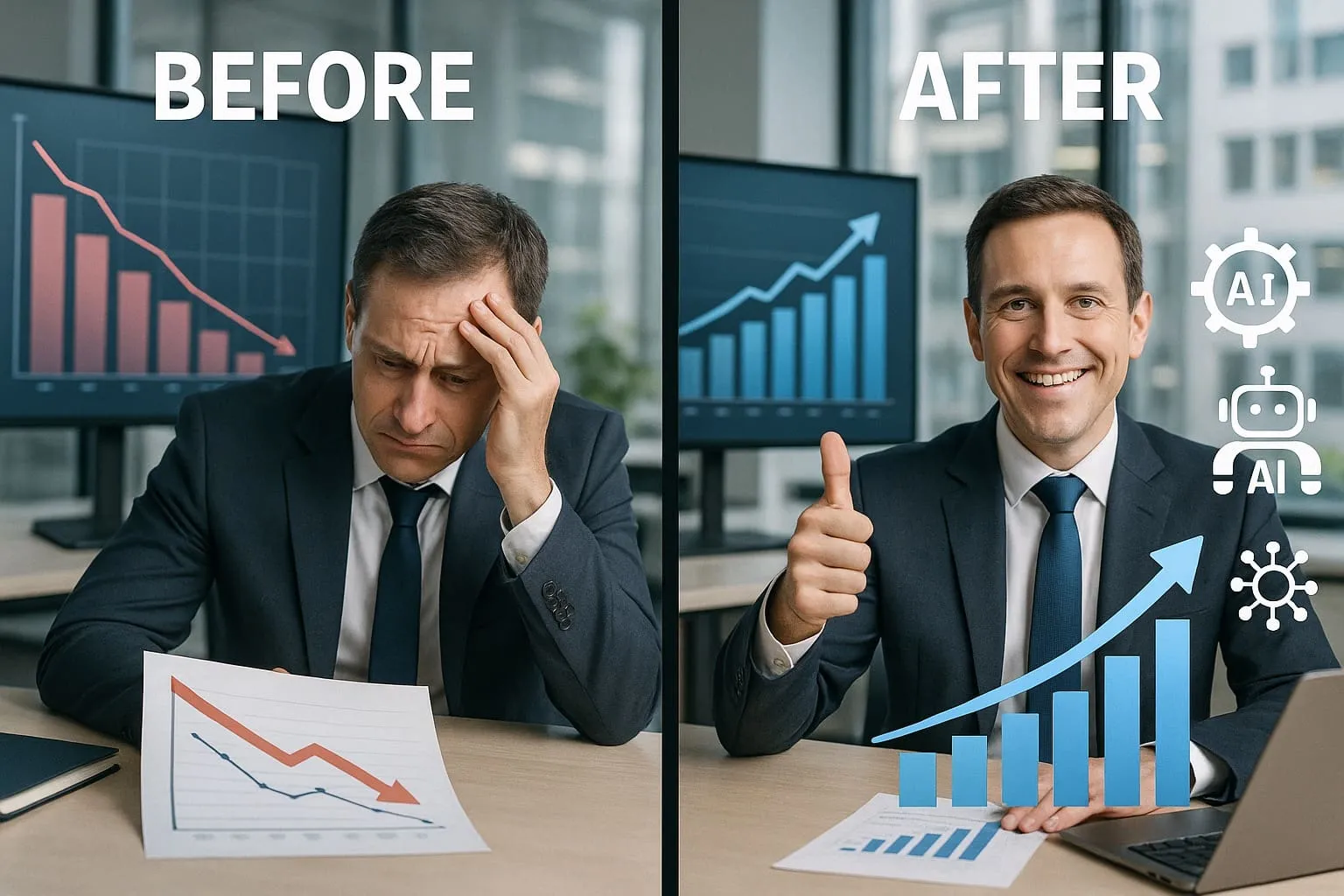 AI digital marketing Singapore — before and after business transformation by Rezult